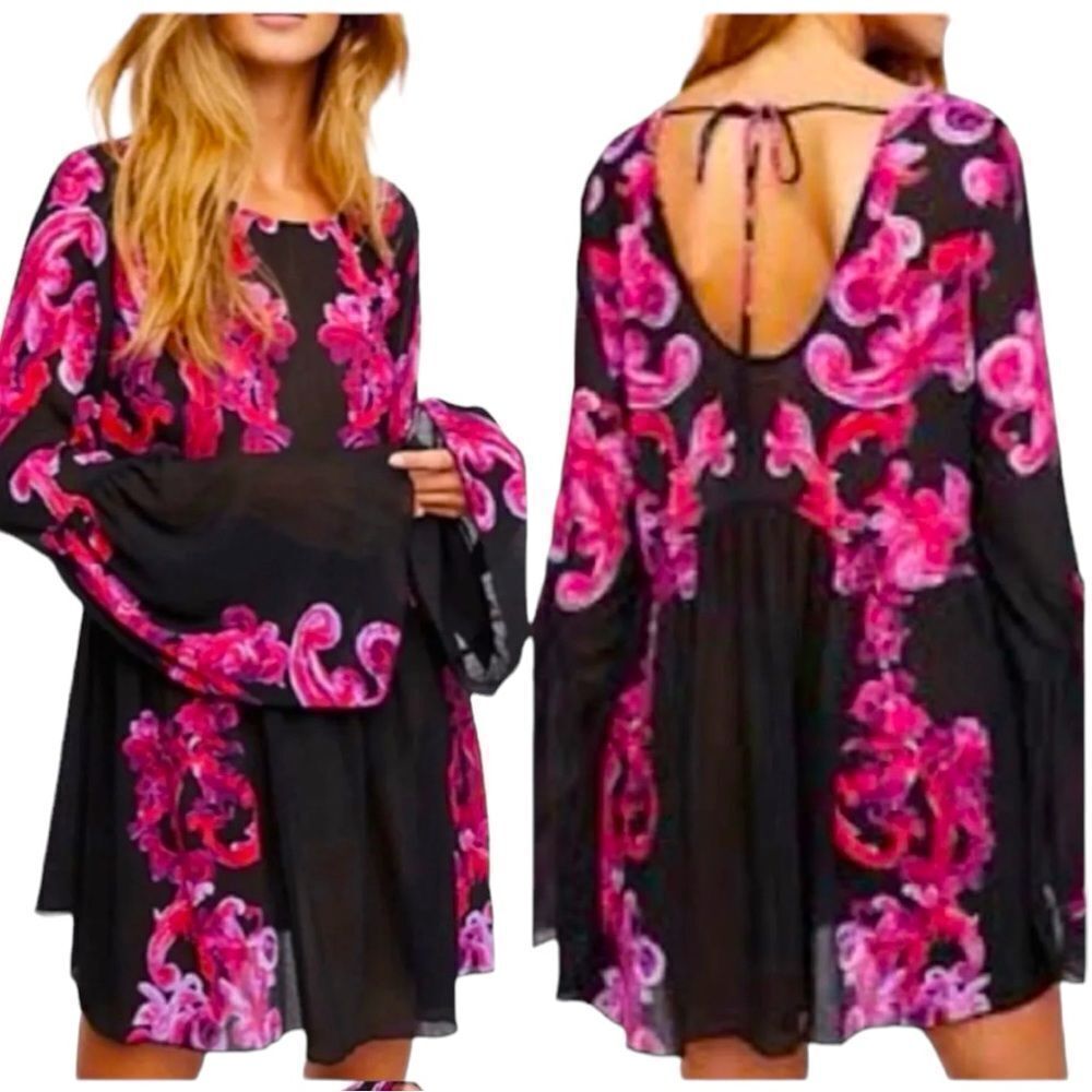 Sz S Free People Intimately Purple & Black Symphony Slip Dress NWOT $128 MSRP